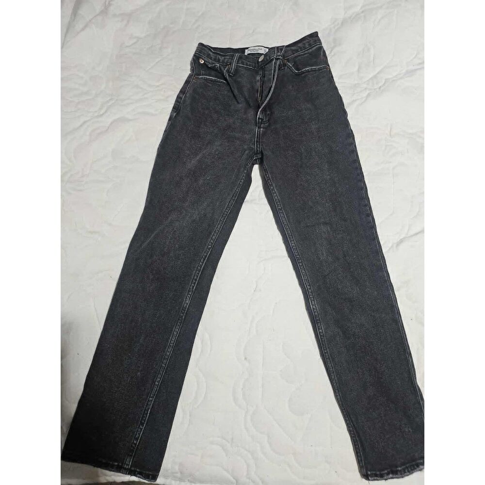 Abercrombie Ultra High Rise Ankle Straight Jeans Black Size 24 00R